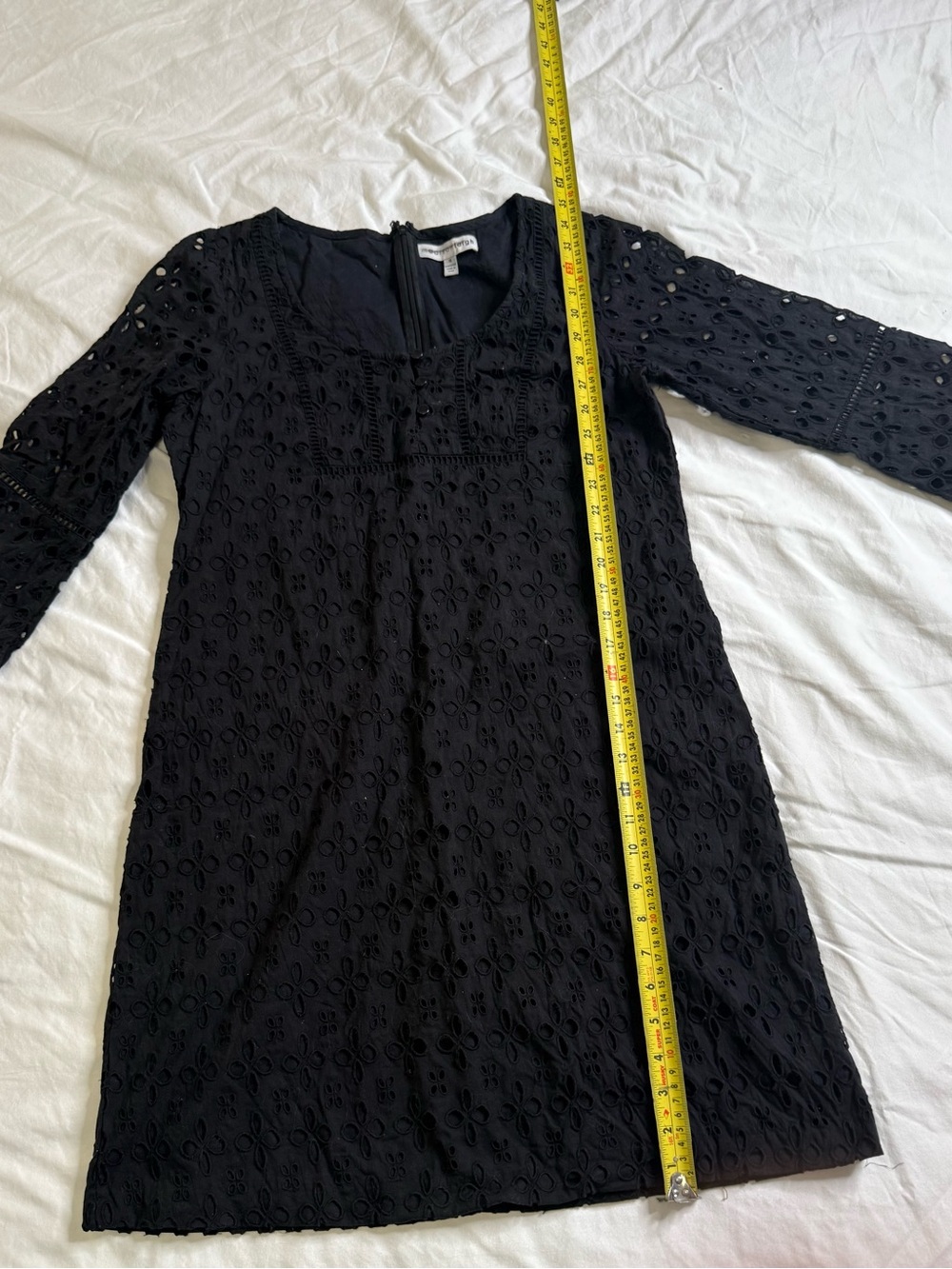 Madison Leigh Black Eyelet Cotton Prairie Boho Cottagecore Dress 10 - Picture 7 of 13